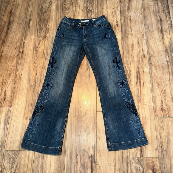 Stetson Embroidered Cactus 🌵 & Flower Denim Trousers Size: 8 x 32 - Picture 5 of 8